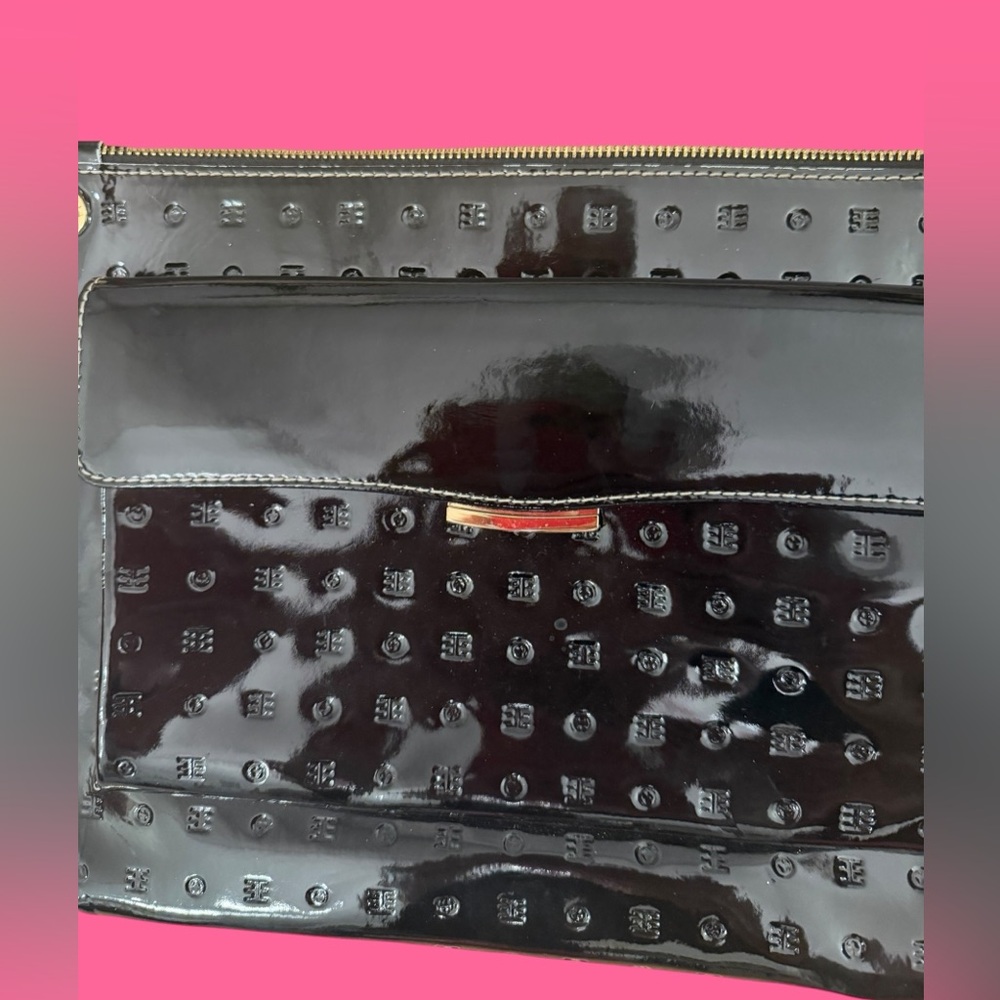 Arcadia Glossy Black Embossed Crossbody Bag - Picture 4 of 10